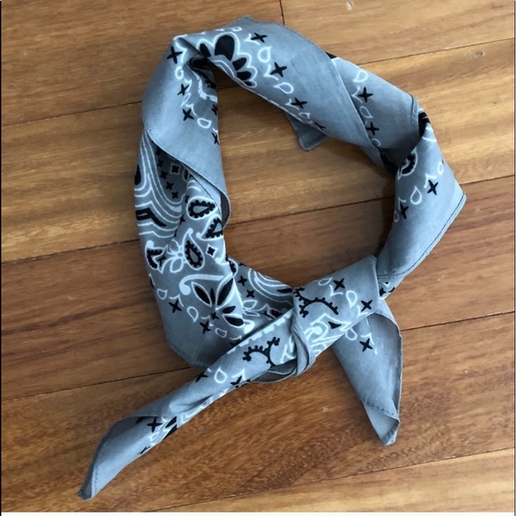 Accessories | Light Grey Bandana Print Neck Scarf | Poshmark